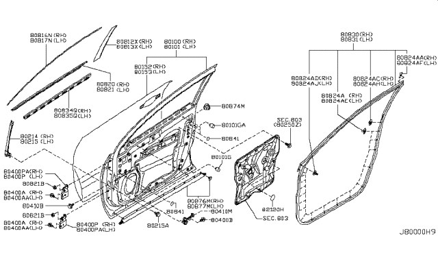 2011 Nissan Rogue Front Door Panel & Fitting Diagram