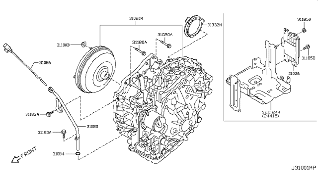 2009 Nissan Rogue Auto Transmission,Transaxle & Fitting Diagram 4