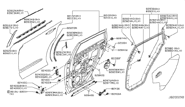 2008 Nissan Rogue Moulding-Rear Door Outside,RH Diagram for 82820-JM00A