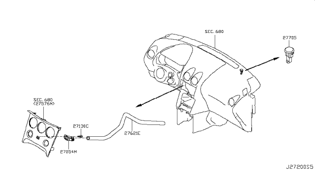 2014 Nissan Rogue A/C Duct ASPIRATOR Diagram for 27727-JM70A