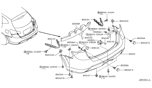 2013 Nissan Rogue Clip Diagram for B4216-1A40A