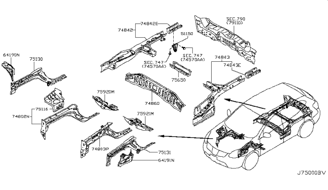 2012 Nissan Rogue Member & Fitting Diagram