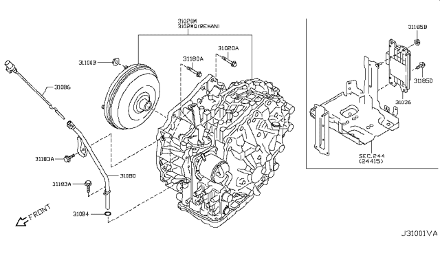 2011 Nissan Rogue Auto Transmission,Transaxle & Fitting Diagram 2