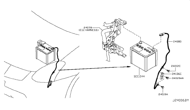 2008 Nissan Rogue Bracket-Connector Diagram for 24236-JG00B