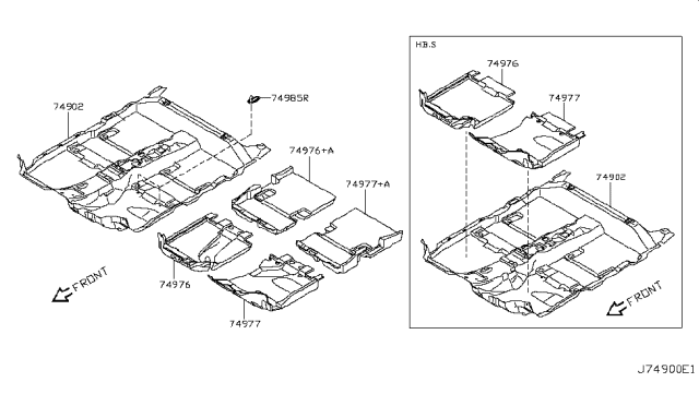 2009 Nissan Rogue Carpet-Floor,Front Diagram for 74902-JM20A