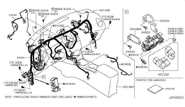 2010 Nissan Rogue Harness-Main Diagram for 24010-CZ40B