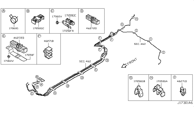 2013 Nissan Rogue Clamp Diagram for 17571-JM00B