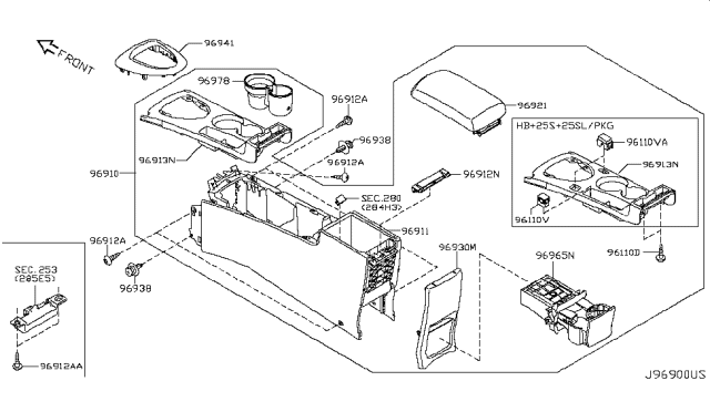 2012 Nissan Rogue Mat-Console Diagram for 96975-JM00A