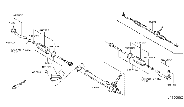 2014 Nissan Rogue Gear Assy-Steering Diagram for 48010-JM00C