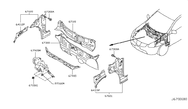 2008 Nissan Rogue Dash Panel & Fitting Diagram 1