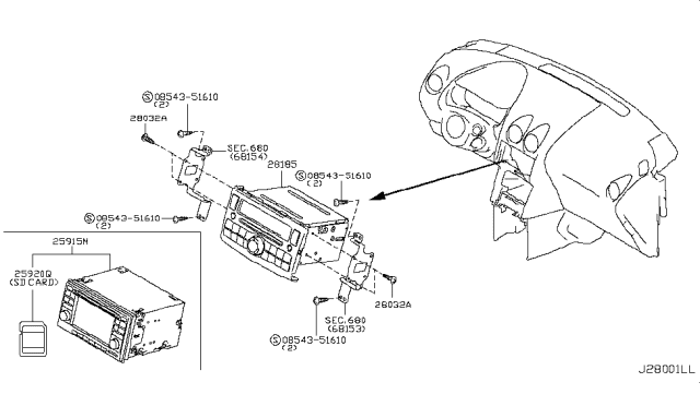 2010 Nissan Rogue Deck-Cd Diagram for 28185-JM00A