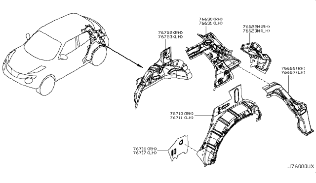 2014 Nissan Juke Pillar-Rear,Inner LH Diagram for 766D1-1KE1B