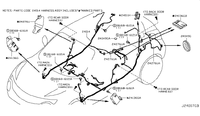 2011 Nissan Juke Harness Assembly-Body Diagram for 24014-1KM0A