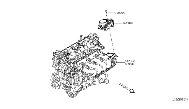 2015 Nissan Juke Throttle Valve Body Diagram for 16119-1TT0A