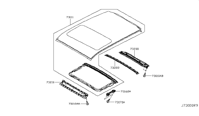 2011 Nissan Juke Roof Panel & Fitting Diagram 2