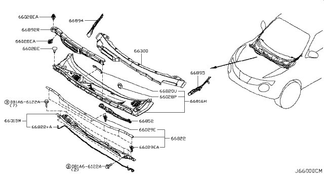 2011 Nissan Juke Cowl Top & Fitting Diagram