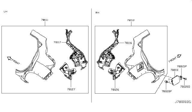 2014 Nissan Juke Extension-Rear Fender,LH Diagram for 78115-1KE1D