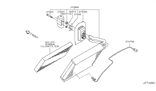 2011 Nissan Juke EVAPOLATOR Assembly-Front Diagram for 27280-1FC2A