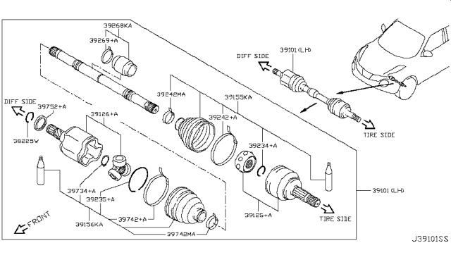 2017 Nissan Juke Front Drive Shaft (FF) Diagram 8