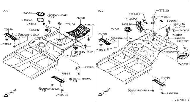 2012 Nissan Juke Cover-Front Under RH Diagram for 74814-1KD0A