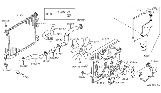 2014 Nissan Juke Radiator,Shroud & Inverter Cooling Diagram 1