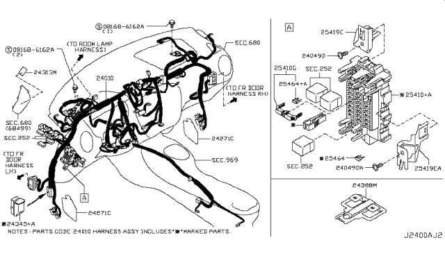 2015 Nissan Juke Harness-Main Diagram for 24010-4DT5A