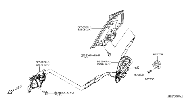 2011 Nissan Juke Rear Door Lock & Handle Diagram