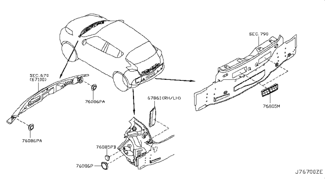 2012 Nissan Juke Insulator-Front Pillar Diagram for 76884-4M410