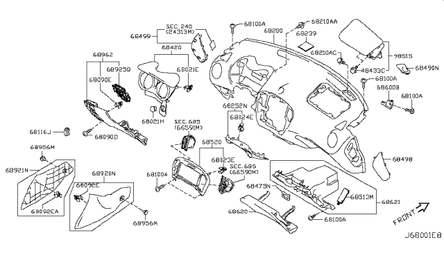 2012 Nissan Juke Instrument Panel,Pad & Cluster Lid Diagram 3