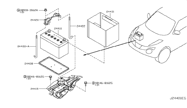 2013 Nissan Juke Battery & Battery Mounting Diagram