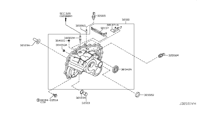 2013 Nissan Juke GUTTER-Oil,Adapter Diagram for 32107-JA61B
