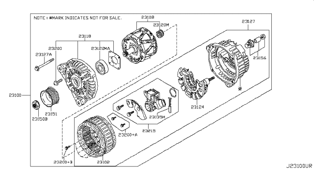 2013 Nissan Juke Pulley-Alternator Diagram for 23151-JD20A