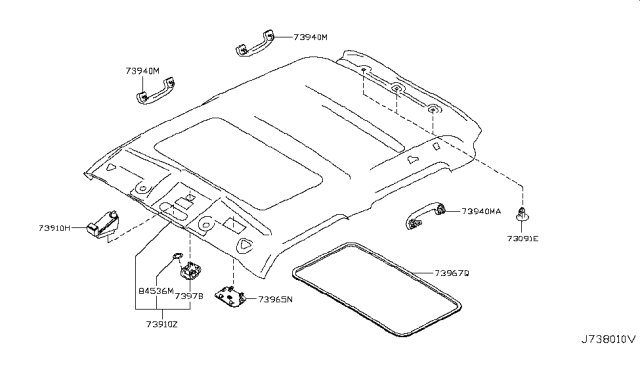 2015 Nissan Juke Grip Assembly-Assist, RH Diagram for 73940-3YW3A
