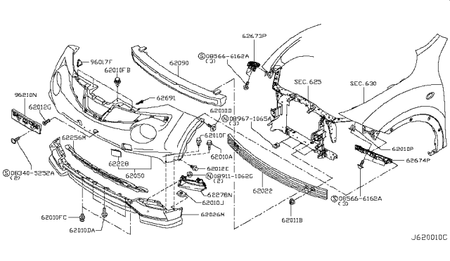 2013 Nissan Juke Front Bumper Diagram 3