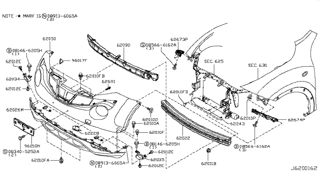 2015 Nissan Juke Front Bumper Diagram 3