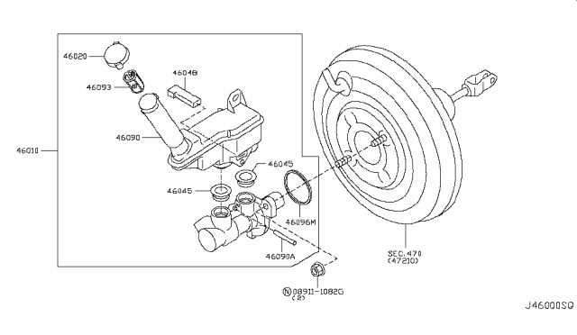 2017 Nissan Juke Cylinder Brake Master Diagram for D6010-3DD1D