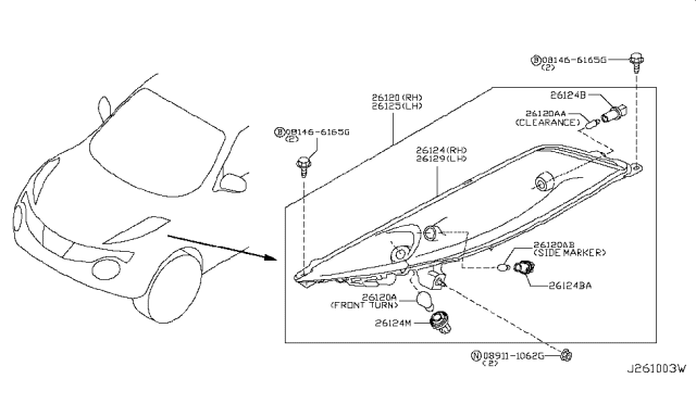 2012 Nissan Juke Front Combination Lamp Diagram 1