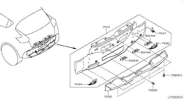 2012 Nissan Juke Rear,Back Panel & Fitting Diagram