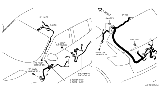 2014 Nissan Juke Harness Assembly Door, Front Diagram for 24125-1KM0A