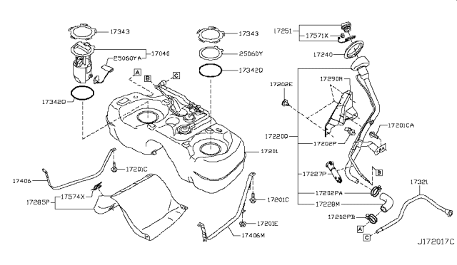 2011 Nissan Juke Tube Assy-Filler Diagram for 17220-1KM0A