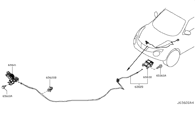 2015 Nissan Juke Male Hood Lock Diagram for 65601-1KA0A