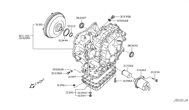 2011 Nissan Juke Torque Converter,Housing & Case Diagram