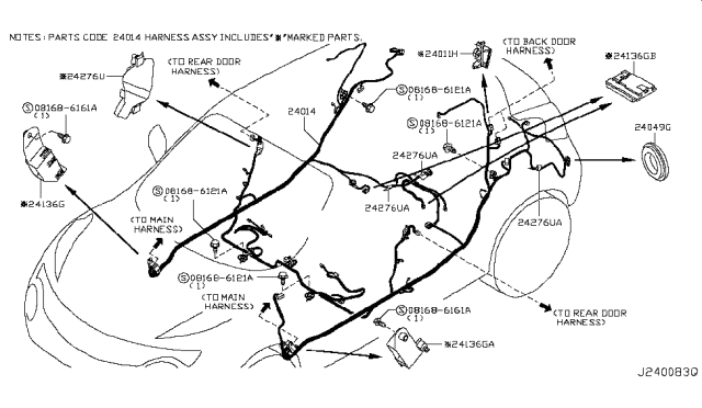 2014 Nissan Juke Harness Assembly-Body Diagram for 24014-3YW0B