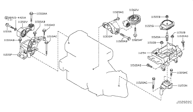 2016 Nissan Juke Engine & Transmission Mounting Diagram 5