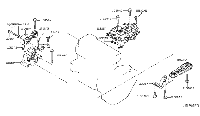 2016 Nissan Juke Engine & Transmission Mounting Diagram 2