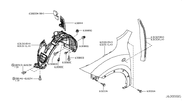 2016 Nissan Juke Front Fender & Fitting Diagram 3