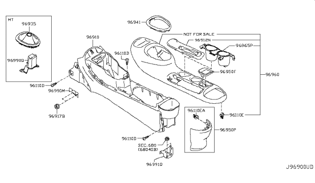 2012 Nissan Juke FINISHER Console Diagram for 96931-1KK0B