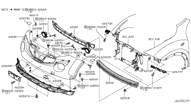 2013 Nissan Juke Front Bumper Diagram 1