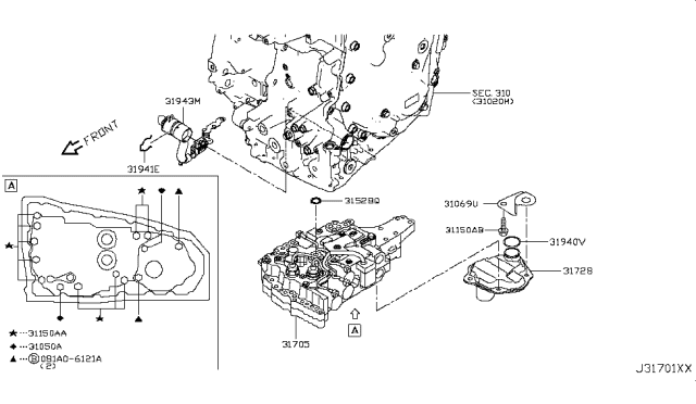 2015 Nissan Juke Terminal Assy Diagram for 31943-3TX0A