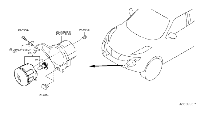 2014 Nissan Juke Fog,Daytime Running & Driving Lamp Diagram 2